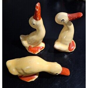 VTG 3 Harlequin Maverick Ducks Reproductions Yellow Orange Black